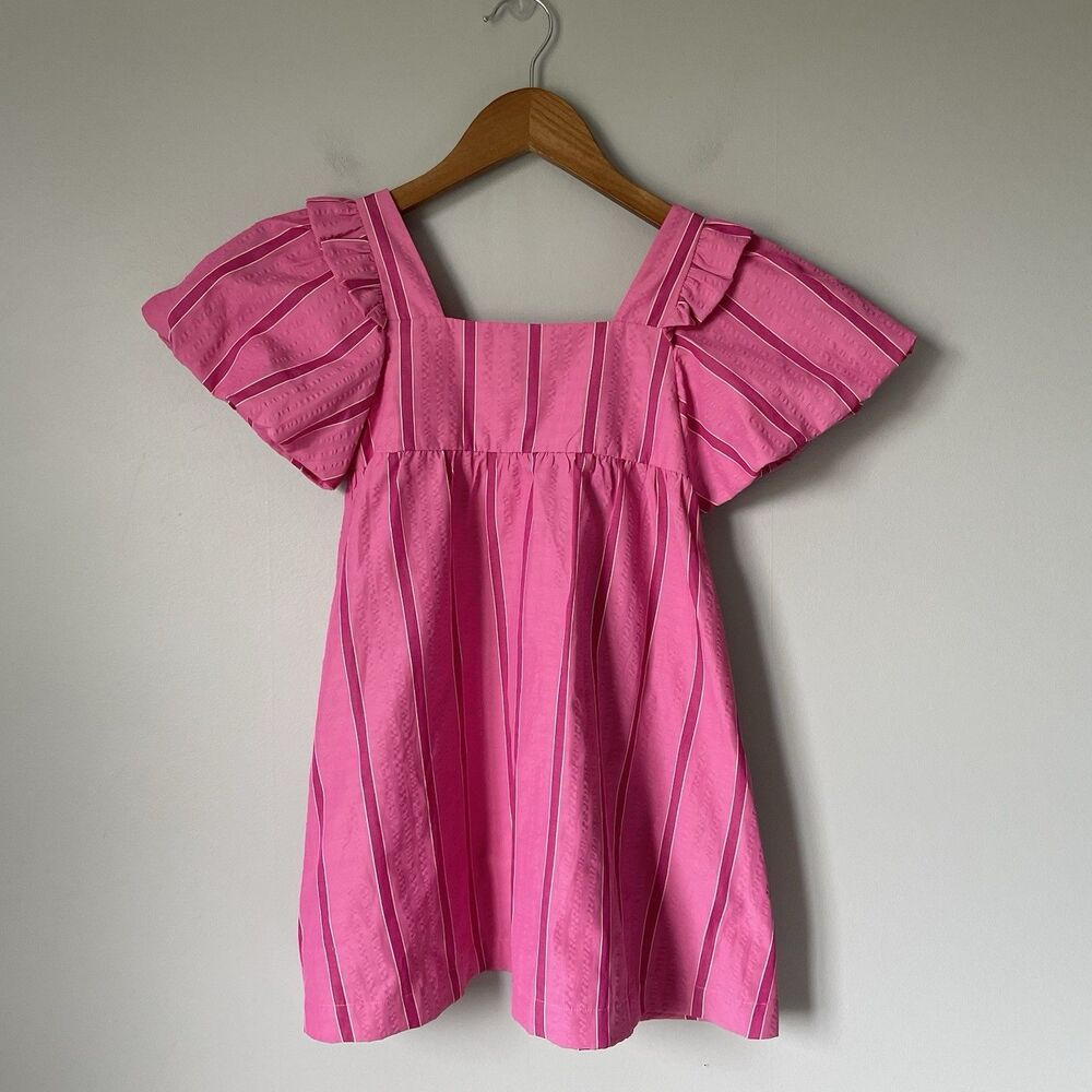 Duffield Lane Girls Summer Dress Preppy Boho Cap Sleeves Pink Stripes Size 5